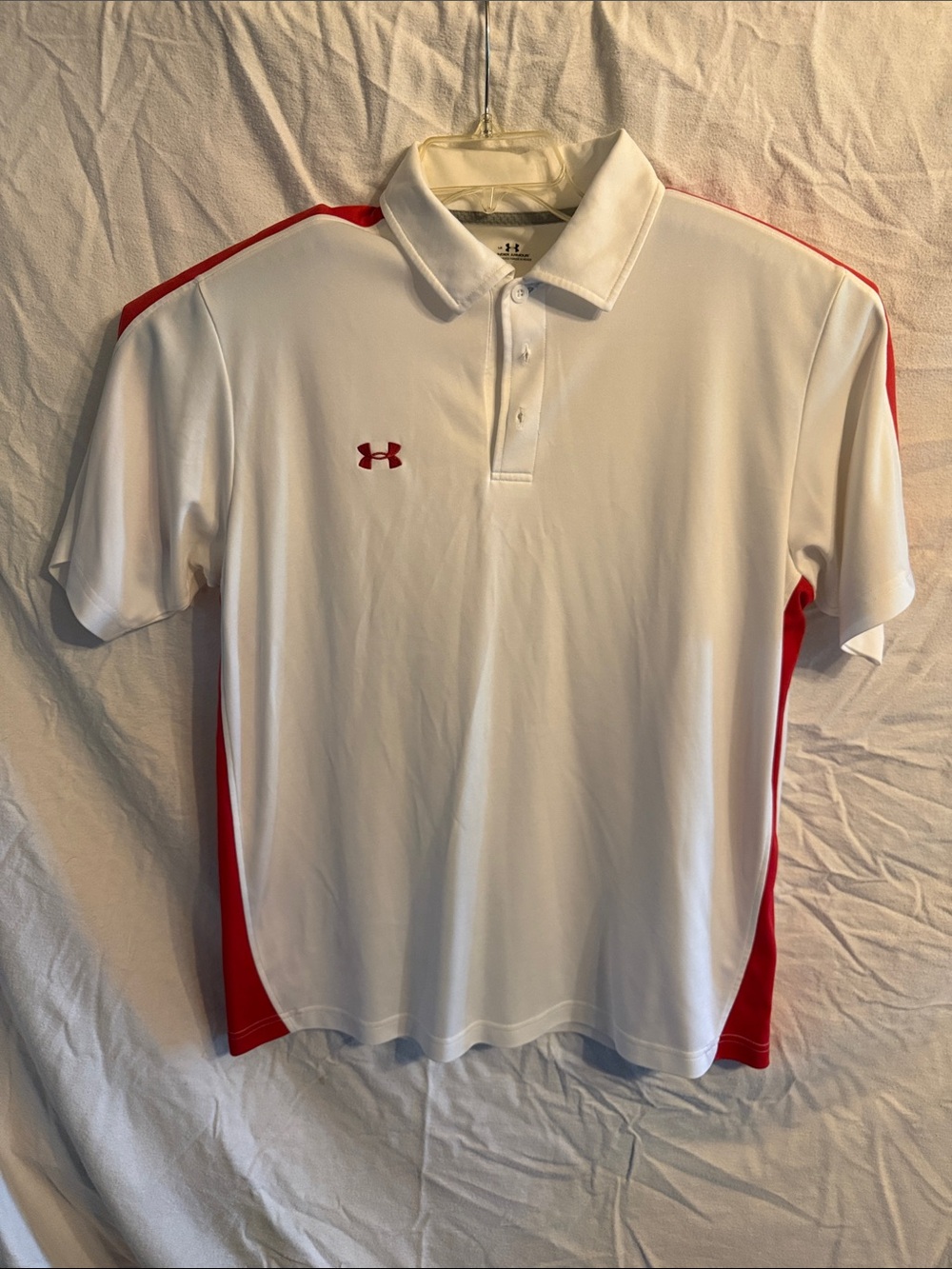 Under Armour White Polo with Red Accents